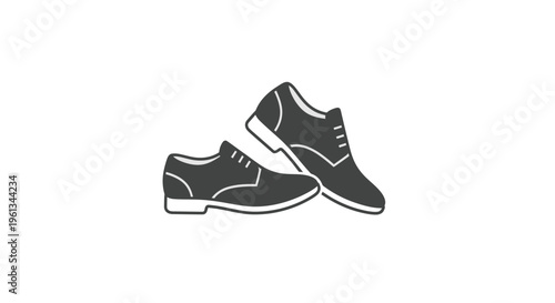 An illustration of a pair of black shoes with white soles is shown on a plain background.