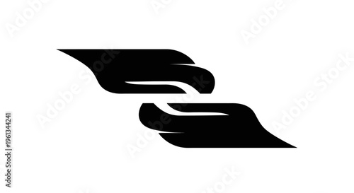 The dynamic illustration depicts abstract shapes in motion on a plain surface.