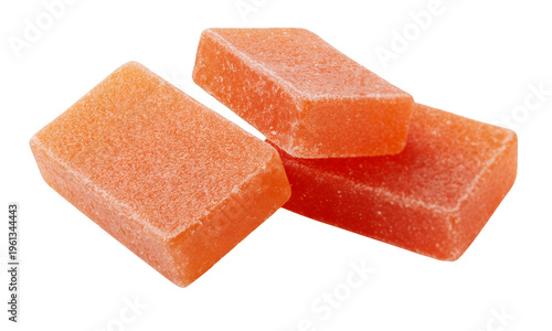 Three orange soap bars bathroom isolated on a transparent background