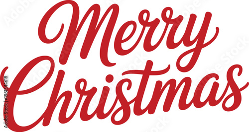 Red script text Merry Christmas holiday xmas