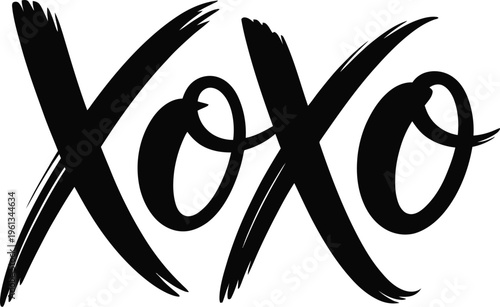 Black brush script text XOXO xoxo hugs