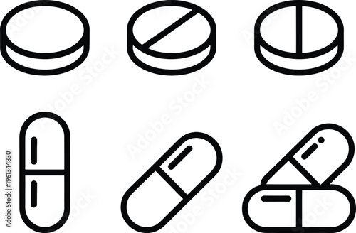 Common pill and capsule shapes used in pharmaceuticals