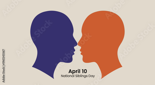 National Siblings Day illustration with two profile heads isolated on transparent background