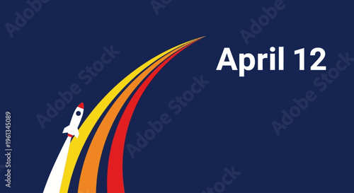 rocket launching with colorful trails isolated on transparent background