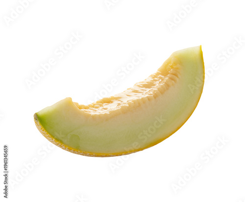 A slice of yellow melon fruit food isolated on a transparent background