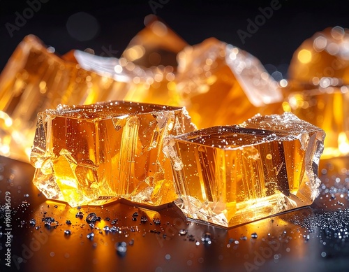 Crystal Honeycomb Slices on Black Background – Elegant Banner