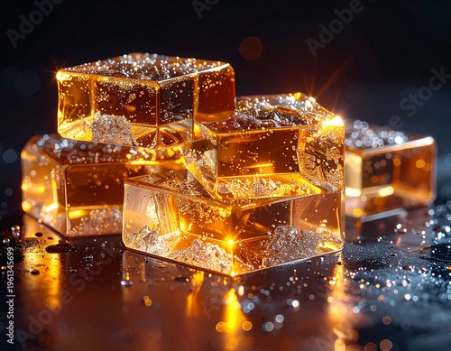 Crystal Honeycomb Slices on Black Background – Elegant Banner