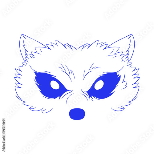 Fierce Raccoon Dramatic Face Doodle Illustration