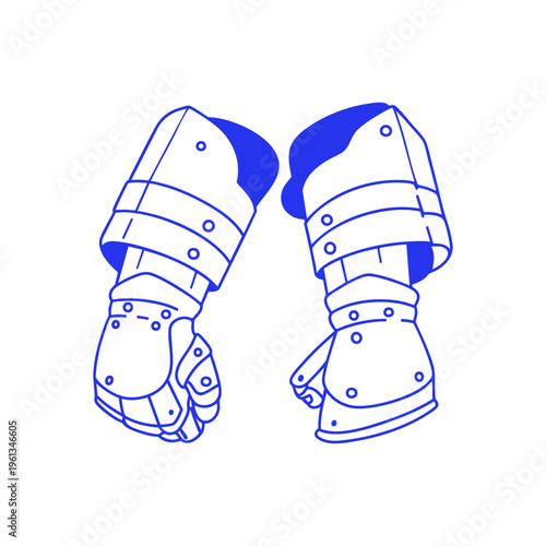 Medieval Gauntlets Knight Cartoon Doodle Illustration