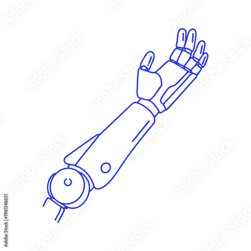 Robot Arm Prosthesis Cartoon Doodle Illustration