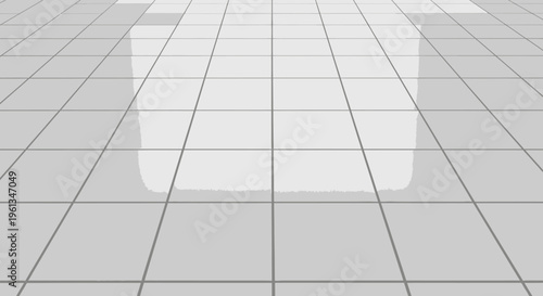a white object on a tiled floor.