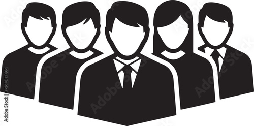 Professional business team icon with group of diverse male and female staff members in formal attire