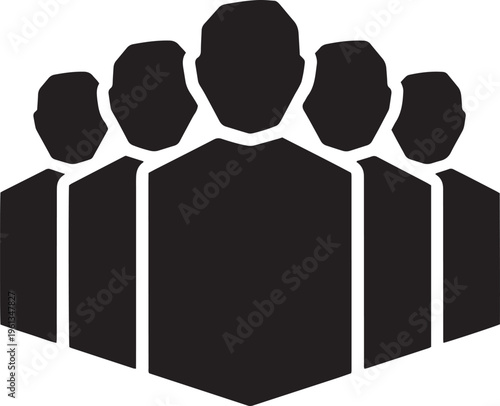 Audience icon, people group gathering, crowd symbol of teamwork and collective action