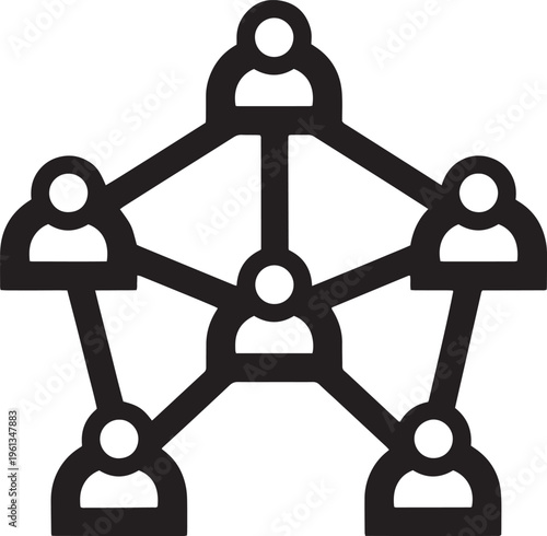 Social network connection icon, people linked together, communication and teamwork