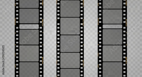 Film strips on transparent background.