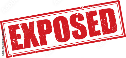 Red Exposed Rubber Stamp Sign Mark Word Text Written in Grunge Vector in Double Sharp Border in Transparent Background, Svg, Png