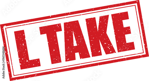 Red L Take Rubber Stamp Sign Mark Word Text Written in Grunge Vector in Double Sharp Border in Transparent Background, Svg, Png