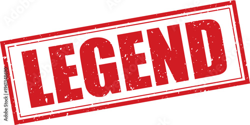 Red Legend Rubber Stamp Sign Mark Word Text Written in Grunge Vector in Double Sharp Border in Transparent Background, Svg, Png