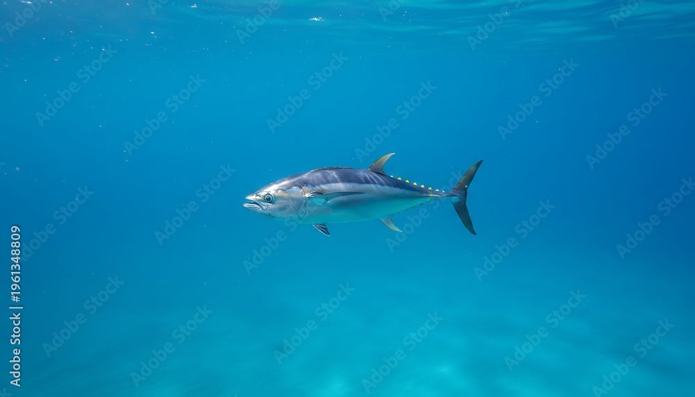 Obraz premium Lone Tuna in Open Sea Creating Calm and Serene Marine Scene