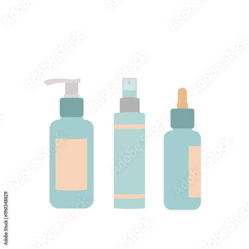 Vector illustration of a set of cosmetics, makeup, and skincare products. Beauty salon and home care concept.