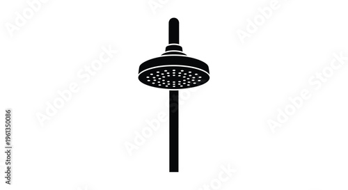 Simple black showerhead icon against a white background silhouette