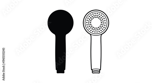 Two showerheads one solid black and one outlined a striking silhouette