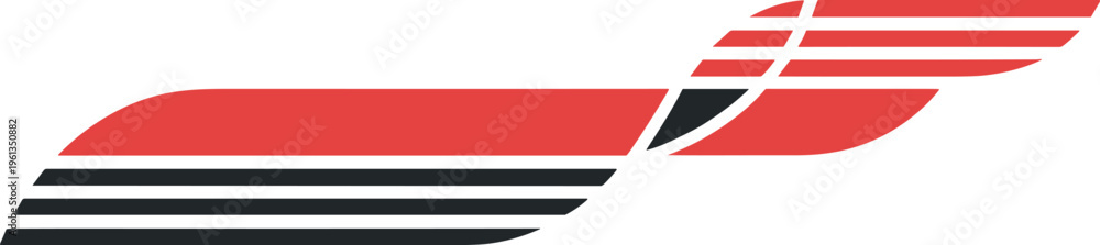 Naklejka premium Stylized abstract logo featuring intersecting red and black diagonal shapes with white accents