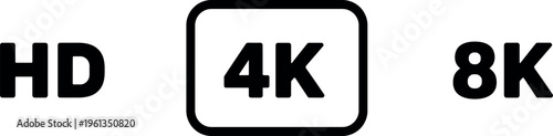 Comparison of video resolution labels for hd, 4k, and 8k formats