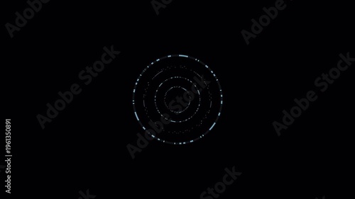 Futuristic HUD Target Animation with Concentric Circles on Dark Background, Digital Radar Interface, Sci Fi UI Element, Minimal Tech Overlay Loop for Video VFX Motion Graphics