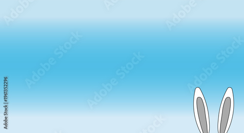 Cute bunny ears peeking from the bottom against a bright blue gradient sky