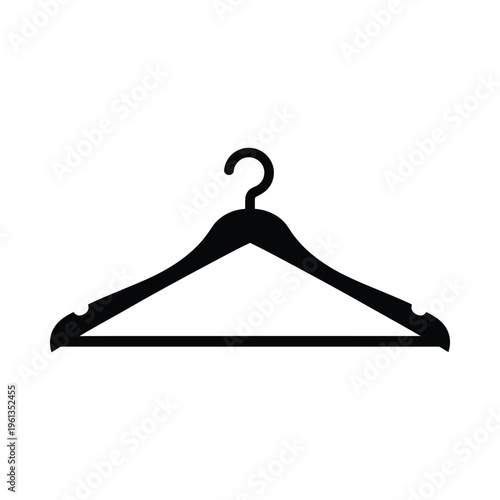 Black silhouette of a modern clothing hanger with hook