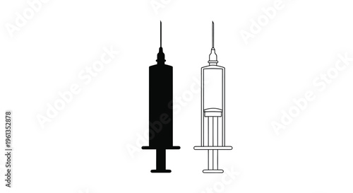 Two syringes depicted one dark and one light in striking silhouette