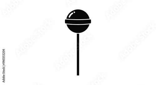 A simple black lollipop graphic with a white background silhouette