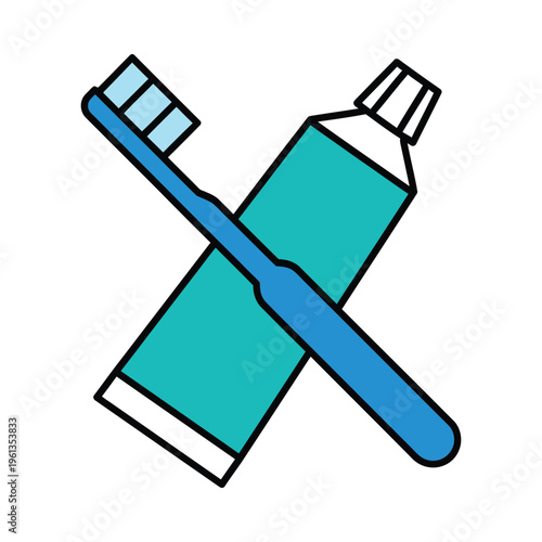 Crossed toothbrush and mouthwash bottle icon representing dental hygiene