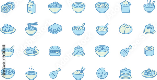 Minimalist Food and Drink Icon Set for Menu UI