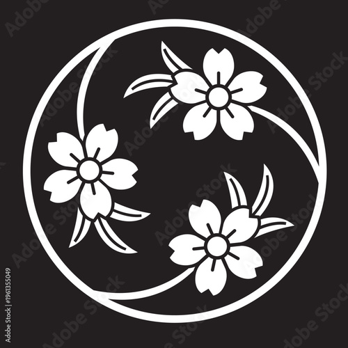 日本の伝統的な家紋「桜紋」のイラストベクターデータ