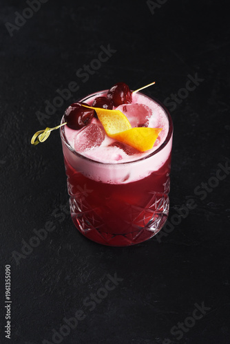 Alcoholic cocktail on a black background
