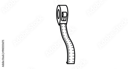 Simple drawing of a film reel with a measuring tape silhouette