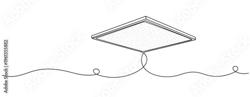 Ceiling panel suspended in minimal line illustration on white. no editable strokes