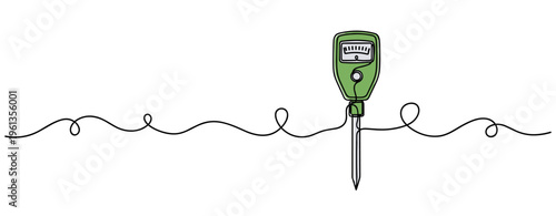 Soil moisture meter inserted measuring moisture on white background. no editable strokes