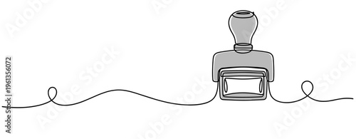 Rubber stamp placed on white background with single line. no editable strokes
