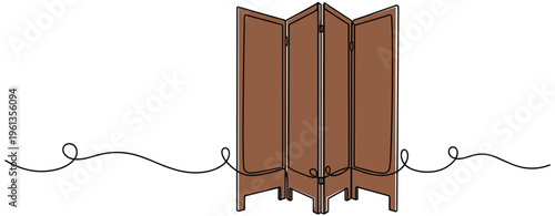 Folding room divider standing to separate interior spaces. no editable strokes
