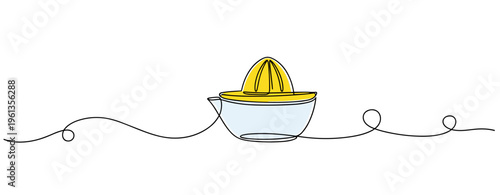 Lemon juicer resting on continuous line in white background. no editable strokes