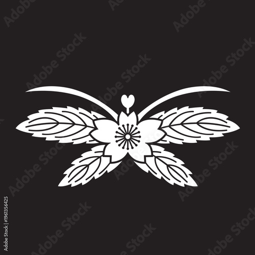 日本の伝統的な家紋「桜紋」のイラストベクターデータ