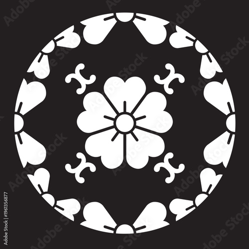 日本の伝統的な家紋「桜紋」のイラストベクターデータ