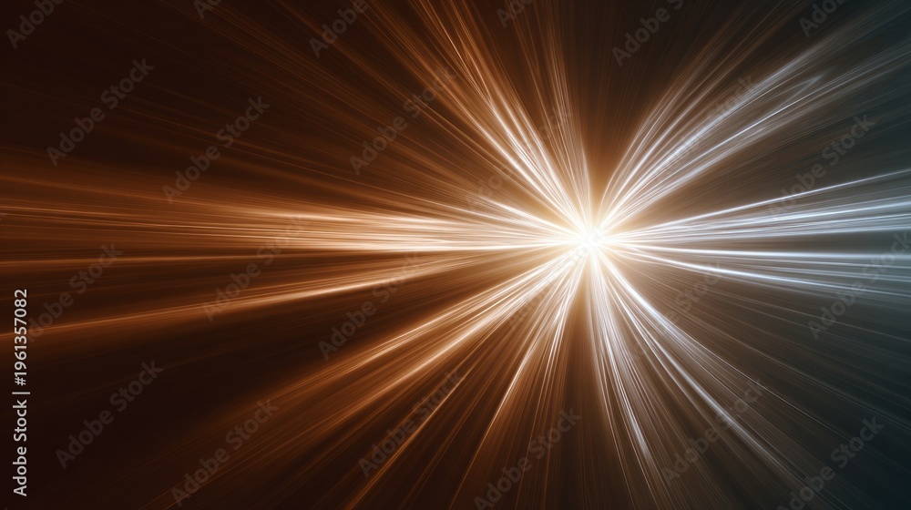 Obraz premium Dynamic abstract light burst with radiant energy beams in blue and orange tones
