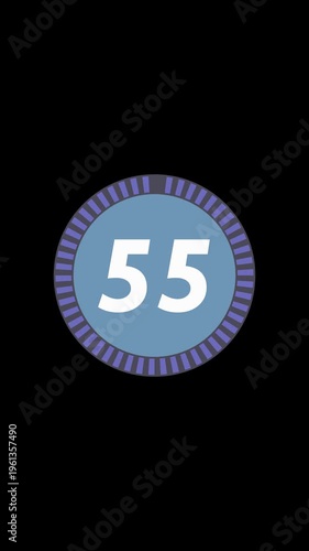 Minimal Circular Countdown Timer, Progress Ring Clock Animation, Clean UI Digital Timer, Modern Motion Graphics