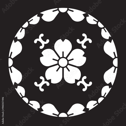 日本の伝統的な家紋「桜紋」のイラストベクターデータ