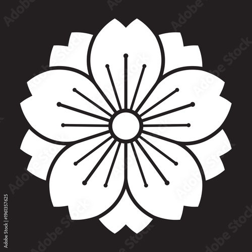 日本の伝統的な家紋「桜紋」のイラストベクターデータ