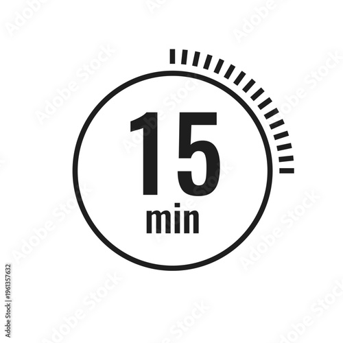 15 Minutes Timer Icon Minimalist Countdown Symbol